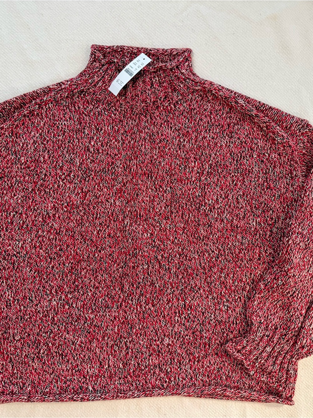 J. Crew Red Marled Cowl Neck Sweater